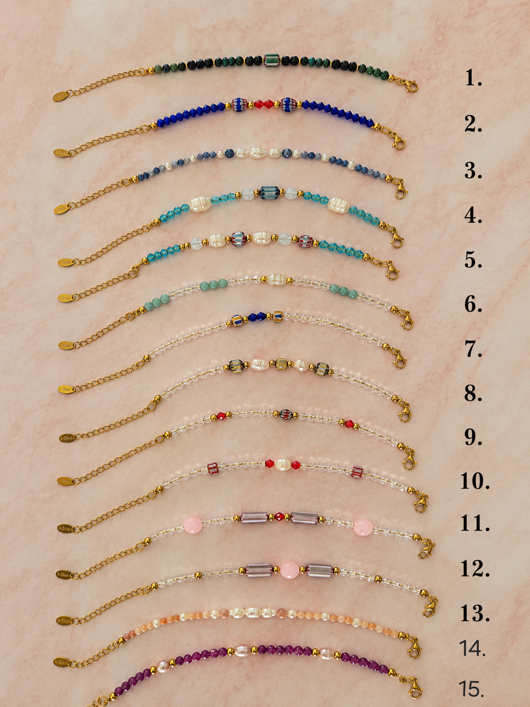 Armband 'charm beads'  goud